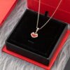 Qeelin Kirin Yu Yi Series Pendant Necklace – S925 Silver with Natural Carnelian, Mother of Pearl, and 18K Rose Gold Chain