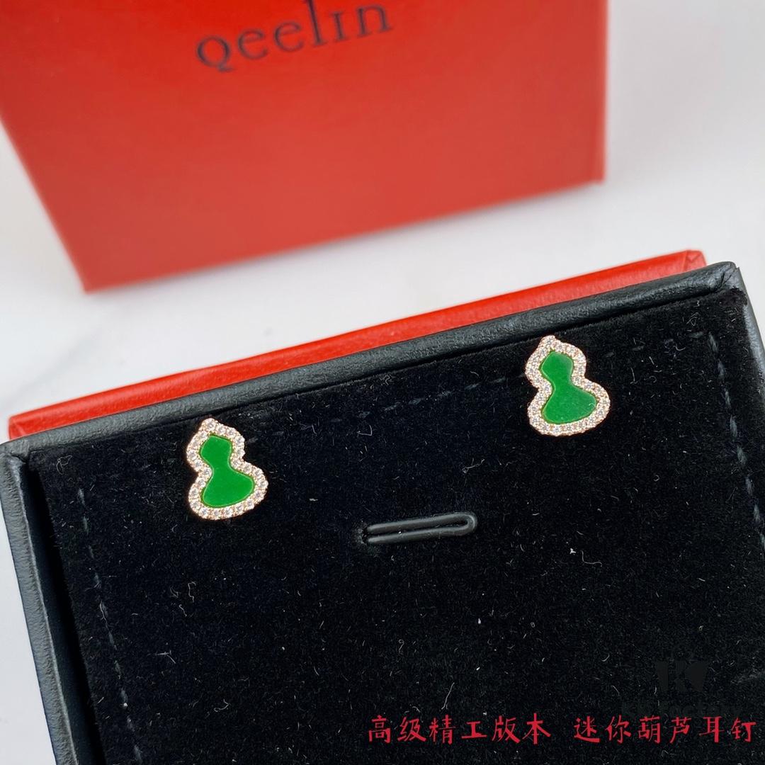 Kirin Mini Gourd Stud Earrings, High Aesthetic Appeal, Excellent Fit, Versatile Design, Thick Gold Plating with Genuine Gold Look, Eight-Heart Eight-Arrow High-Carbon Diamonds, Small and Exquisite