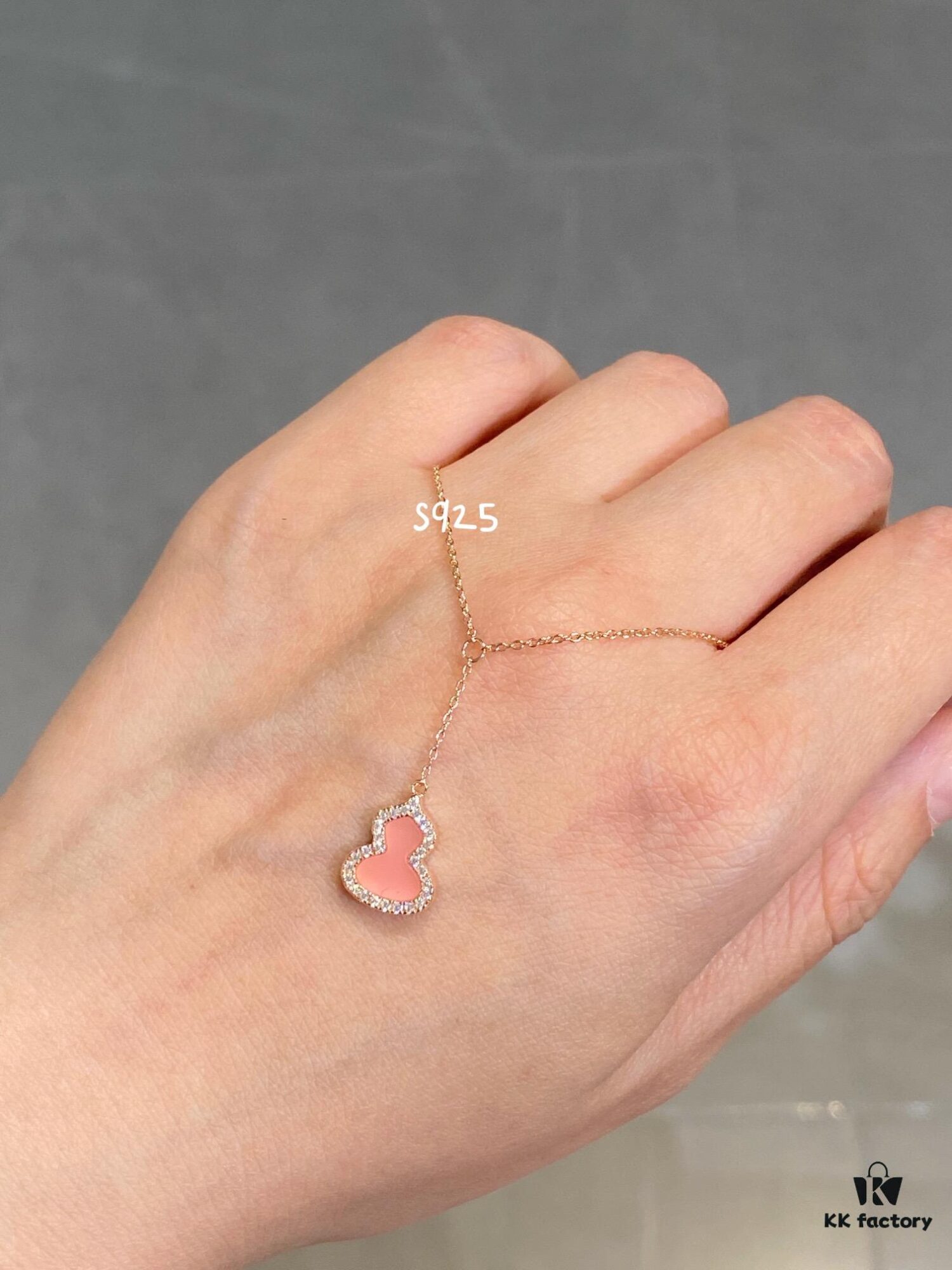 New Arrival, Qeeli Kylin Wulu Limited Edition Pink Pearl Gourd Necklace & Bracelet, Romantic Rose Gold Chain with Sparkling Diamond Accents