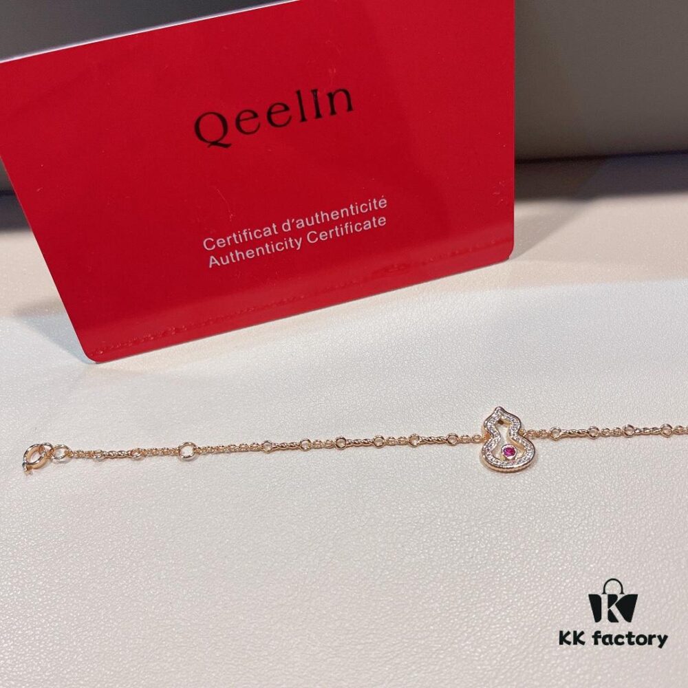 Brand New Wulu Legend Series Gourd Bracelet, Rose Gold with Ruby Accents, Elegant and Radiant Design