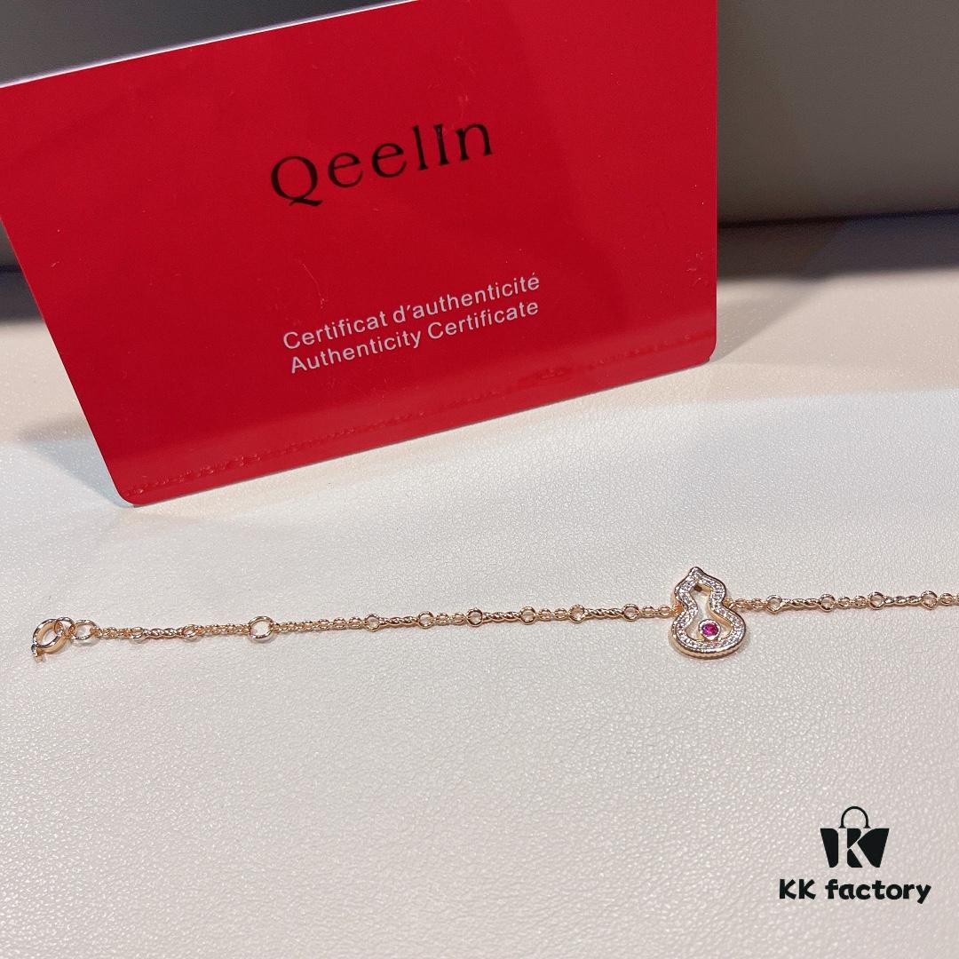 Brand New Wulu Legend Series Gourd Bracelet, Rose Gold with Ruby Accents, Elegant and Radiant Design