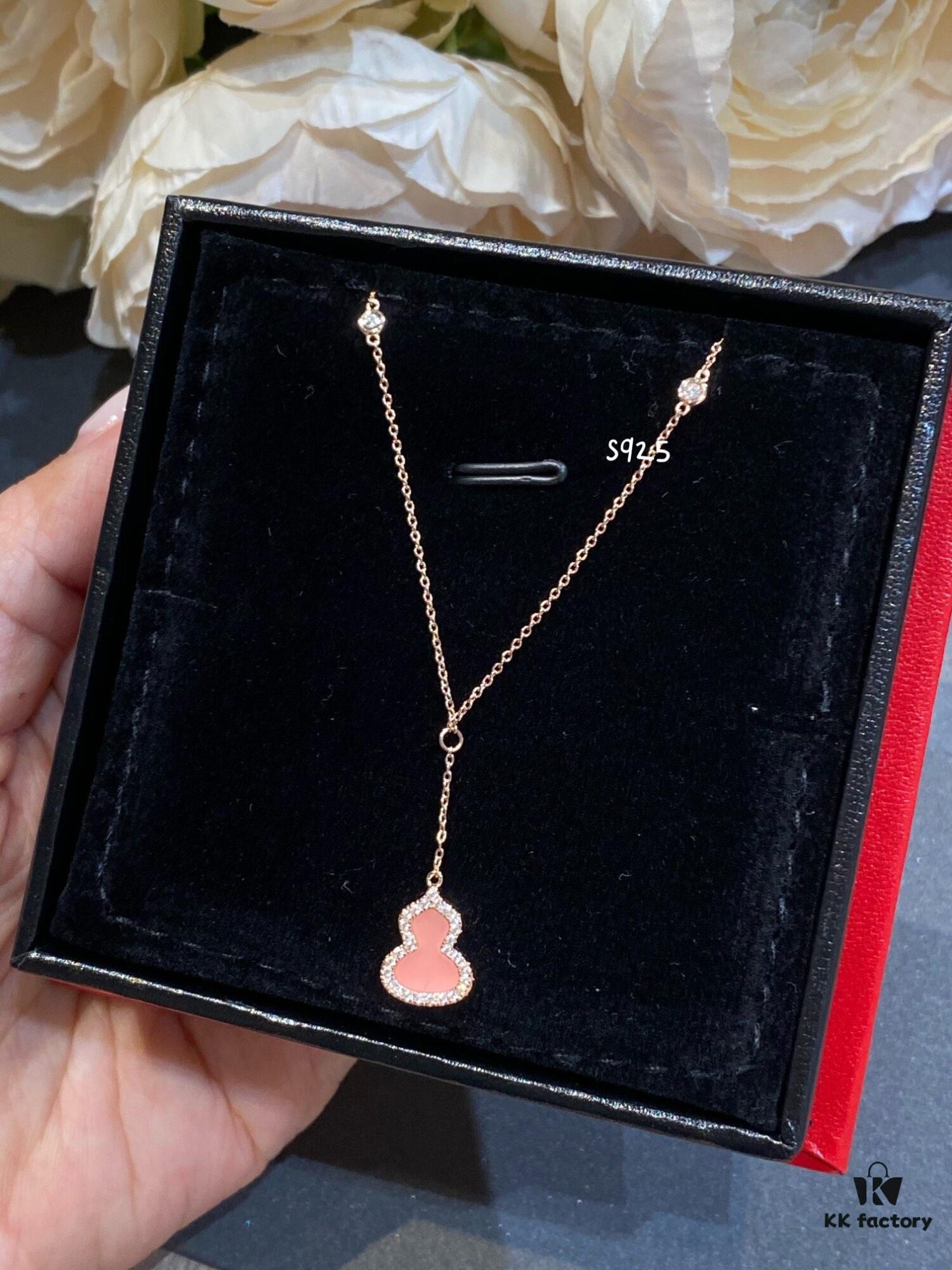 New Arrival, Qeeli Kylin Wulu Limited Edition Pink Pearl Gourd Necklace & Bracelet, Romantic Rose Gold Chain with Sparkling Diamond Accents