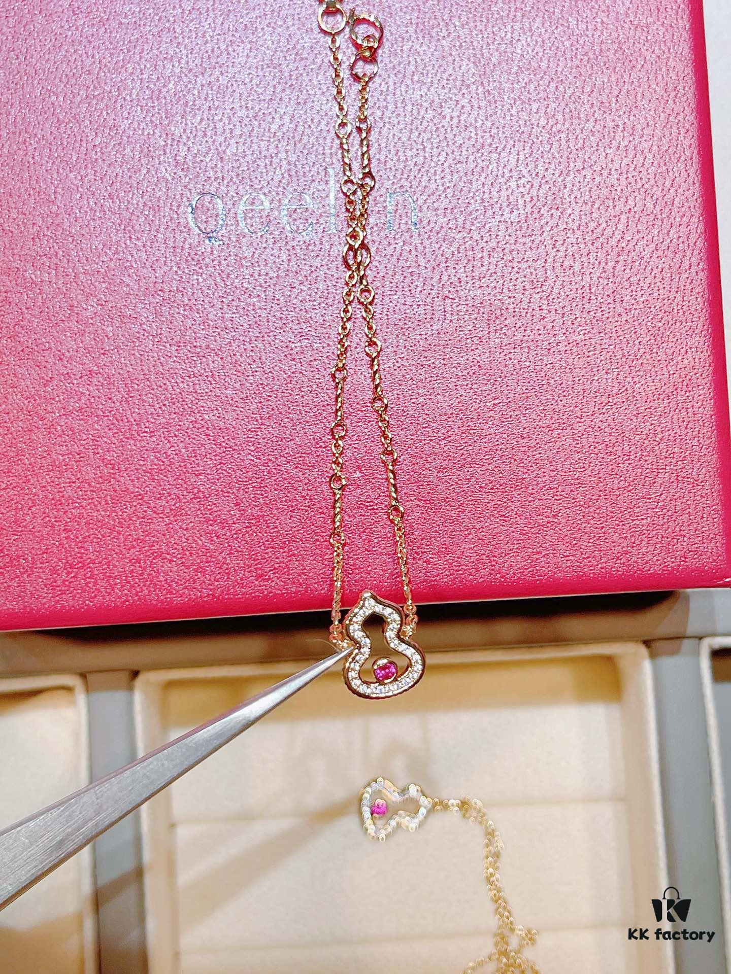 Brand New Wulu Legend Series Gourd Bracelet, Rose Gold with Ruby Accents, Elegant and Radiant Design