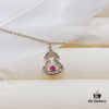 Brand New Wulu Legend Series Gourd Necklace, Rose Gold with Rubies, 40cm Elegant Layering Pendant for Delicate Sophistication