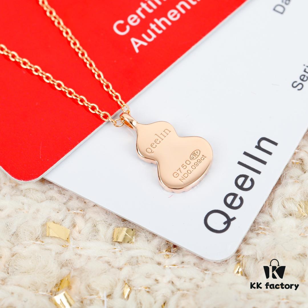 Qeeli@ Kirin Gourd Jewelry - Chinese Elements Meets Modern Design, Red Agate in Exquisite Wulu Shape Crafted with 925 Sterling Silver