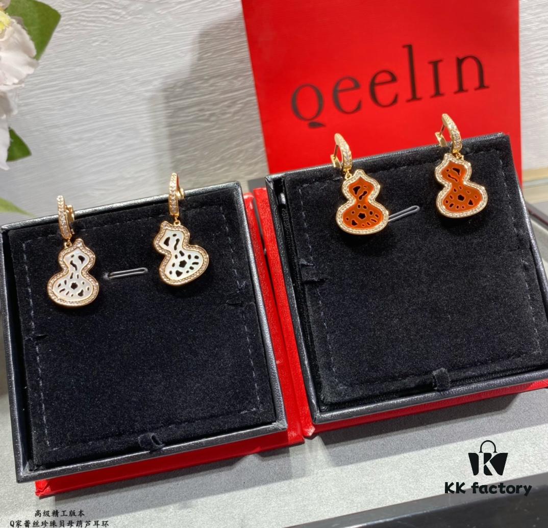 Qeelin Wulu Lace Pearl Mother-of-Pearl Gourd Earrings, Exclusive Limited Edition with Libeiya