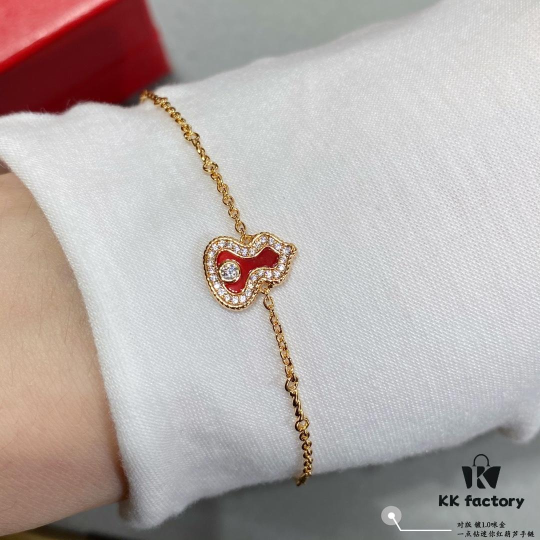 Kirin Mini Diamond Red Gourd Bracelet, Stylish and Versatile with Thick Gold Plating, Real Gold Feel, Featuring Eight Hearts and Eight Arrows High-Carbon Diamonds