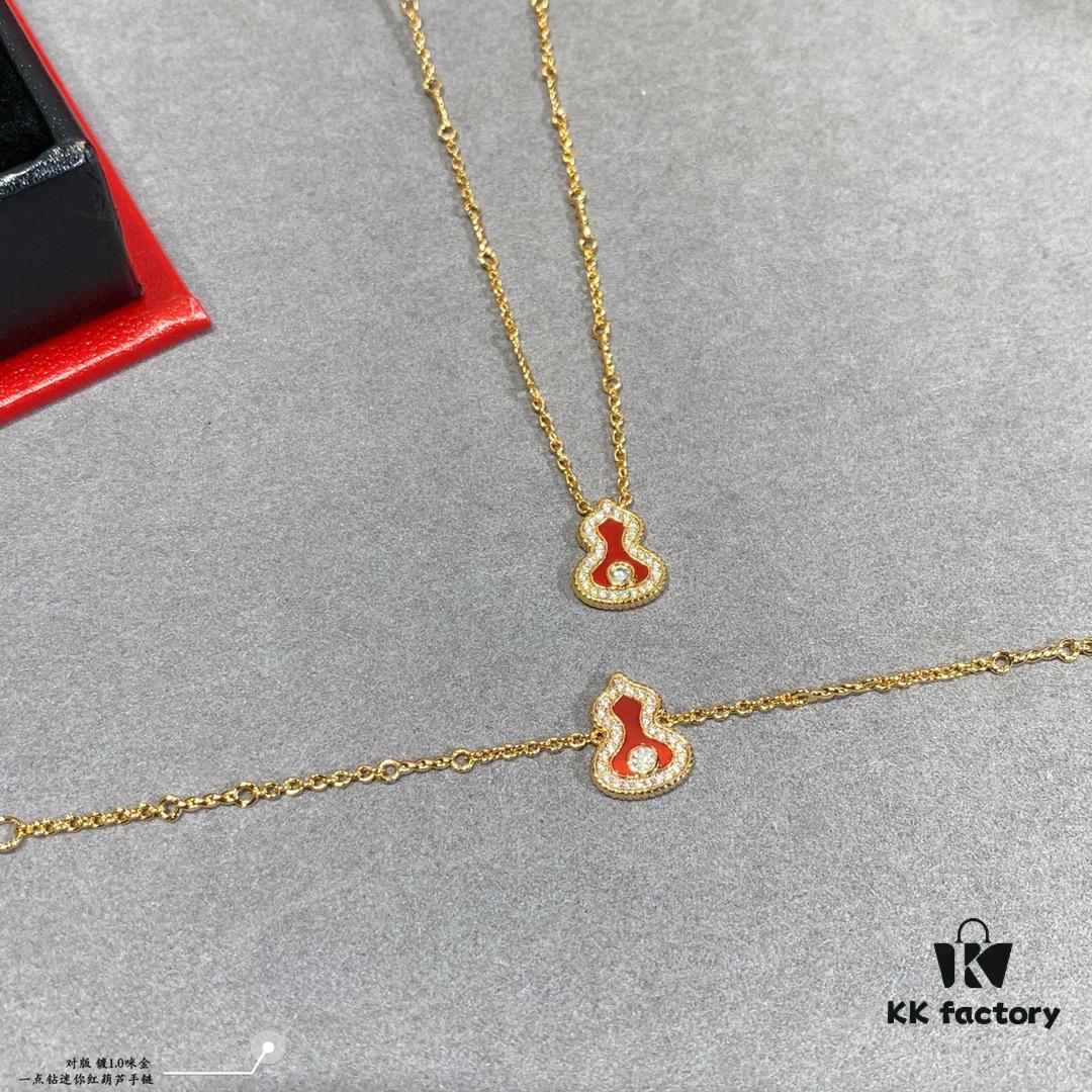 Kirin Mini Diamond Red Gourd Bracelet, Stylish and Versatile with Thick Gold Plating, Real Gold Feel, Featuring Eight Hearts and Eight Arrows High-Carbon Diamonds