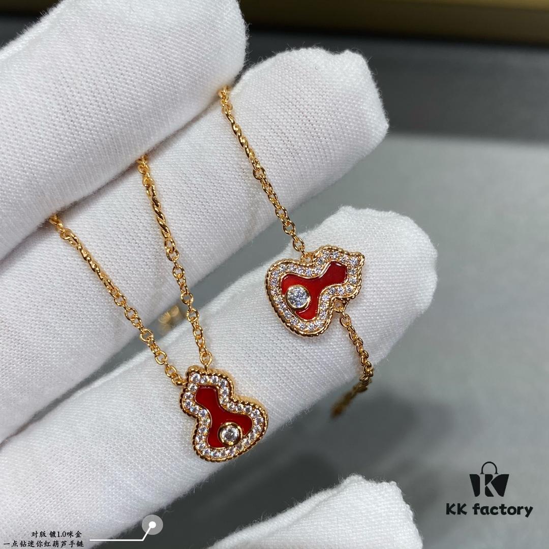 Kirin Mini Diamond Red Gourd Bracelet, Stylish and Versatile with Thick Gold Plating, Real Gold Feel, Featuring Eight Hearts and Eight Arrows High-Carbon Diamonds