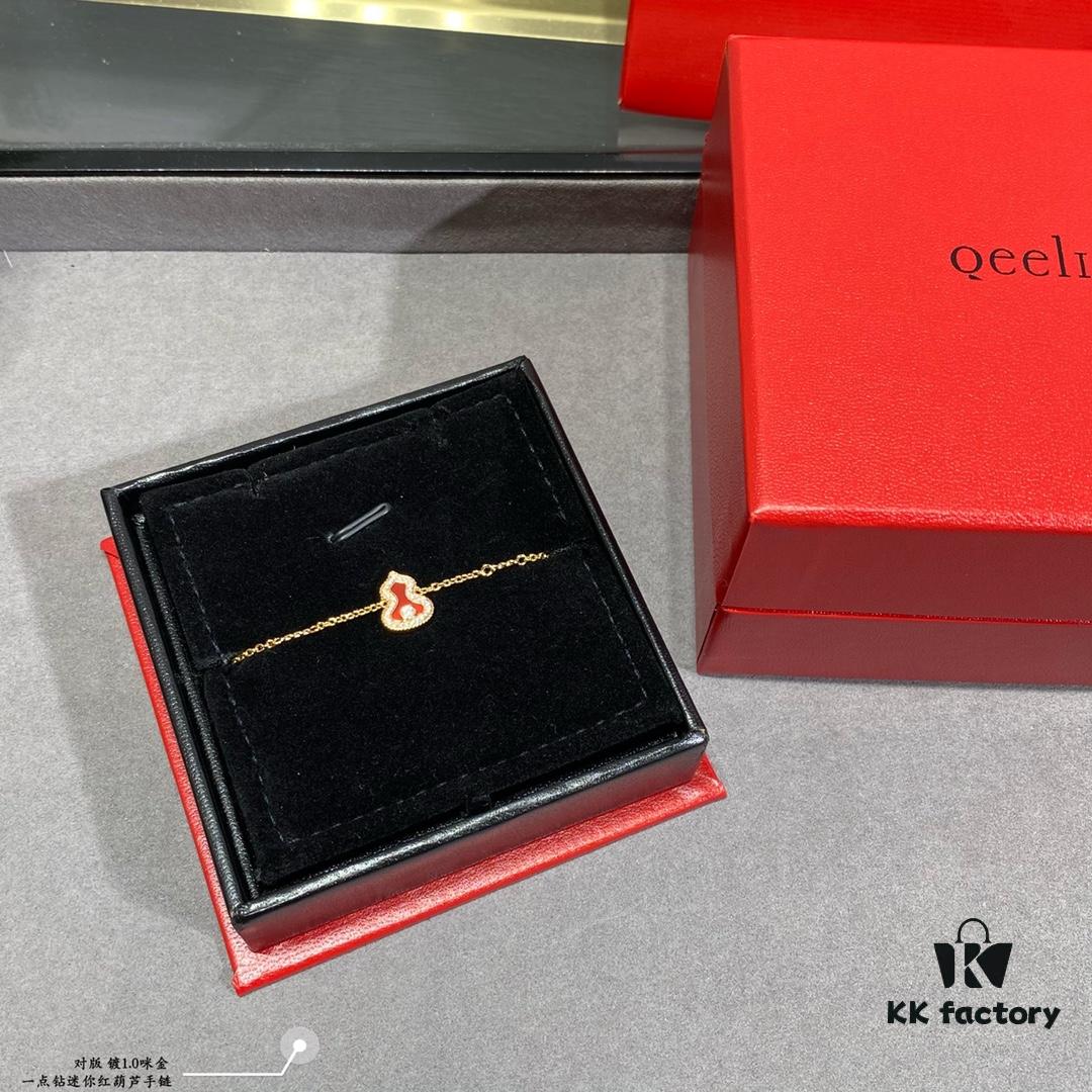 Kirin Mini Diamond Red Gourd Bracelet, Stylish and Versatile with Thick Gold Plating, Real Gold Feel, Featuring Eight Hearts and Eight Arrows High-Carbon Diamonds