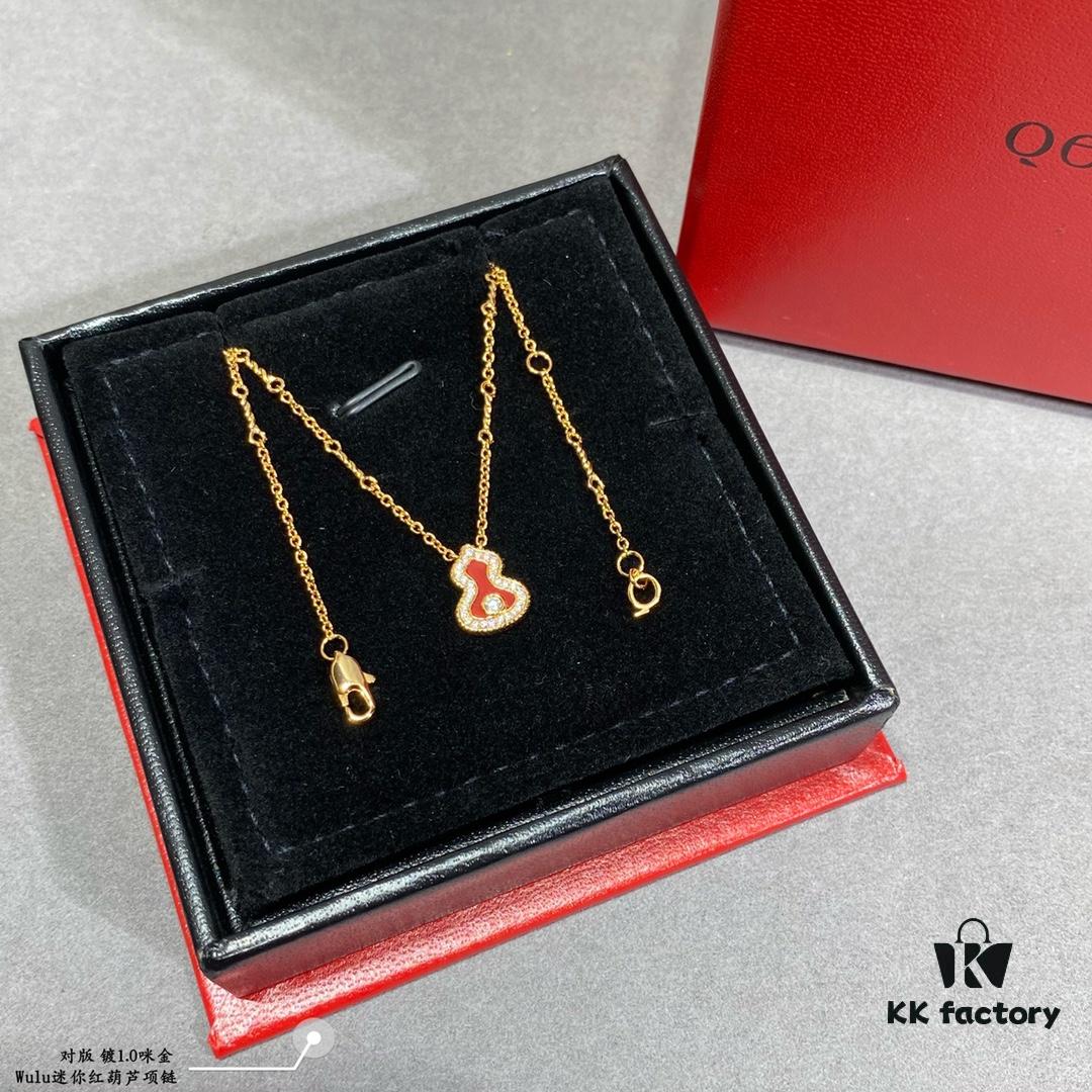 Kirin Mini Diamond Red Gourd Necklace, Stylish and Versatile with Thick Gold Plating, Real Gold Feel, Eight Hearts and Eight Arrows High-Carbon Diamond, Small and Exquisite