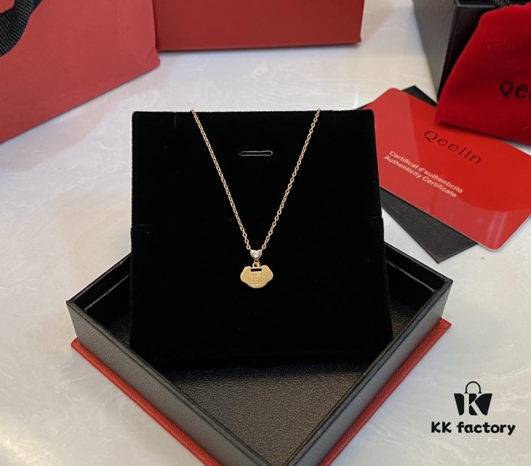 Real Photo of Little Red Lock Pendant, Exquisitely Crafted with High-Grade Red Agate and Encrusted Diamonds Resembling a Traditional Ruyi Lock