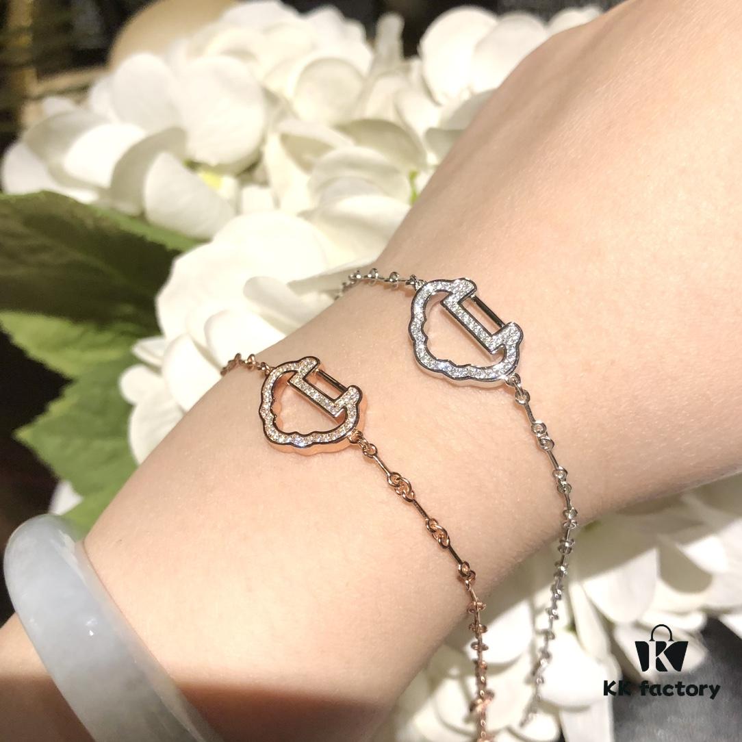 Exclusive Launch Premium Craftsmanship Qeelin Auspicious Ruyi Lock Pendant Bracelet & Necklace Set in 925 Silver with Eight Hearts and Arrows High-Carbon Diamonds in White and Rose Gold