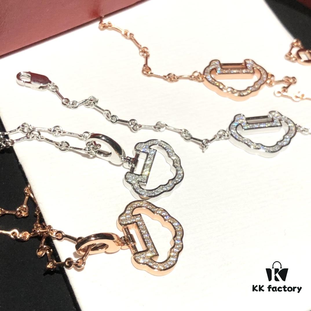 Exclusive Launch Premium Craftsmanship Qeelin Auspicious Ruyi Lock Pendant Bracelet & Necklace Set in 925 Silver with Eight Hearts and Arrows High-Carbon Diamonds in White and Rose Gold