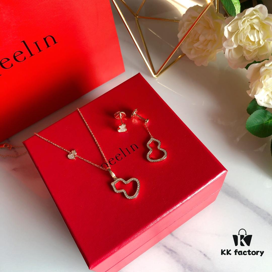 Kirin Gourd Necklace, High Aesthetic Appeal, Excellent Fit, Versatile Design, Thick Gold Plating with Real Gold Texture, Eight-Heart Eight-Arrow High-Carbon Diamond, Small and Exquisite