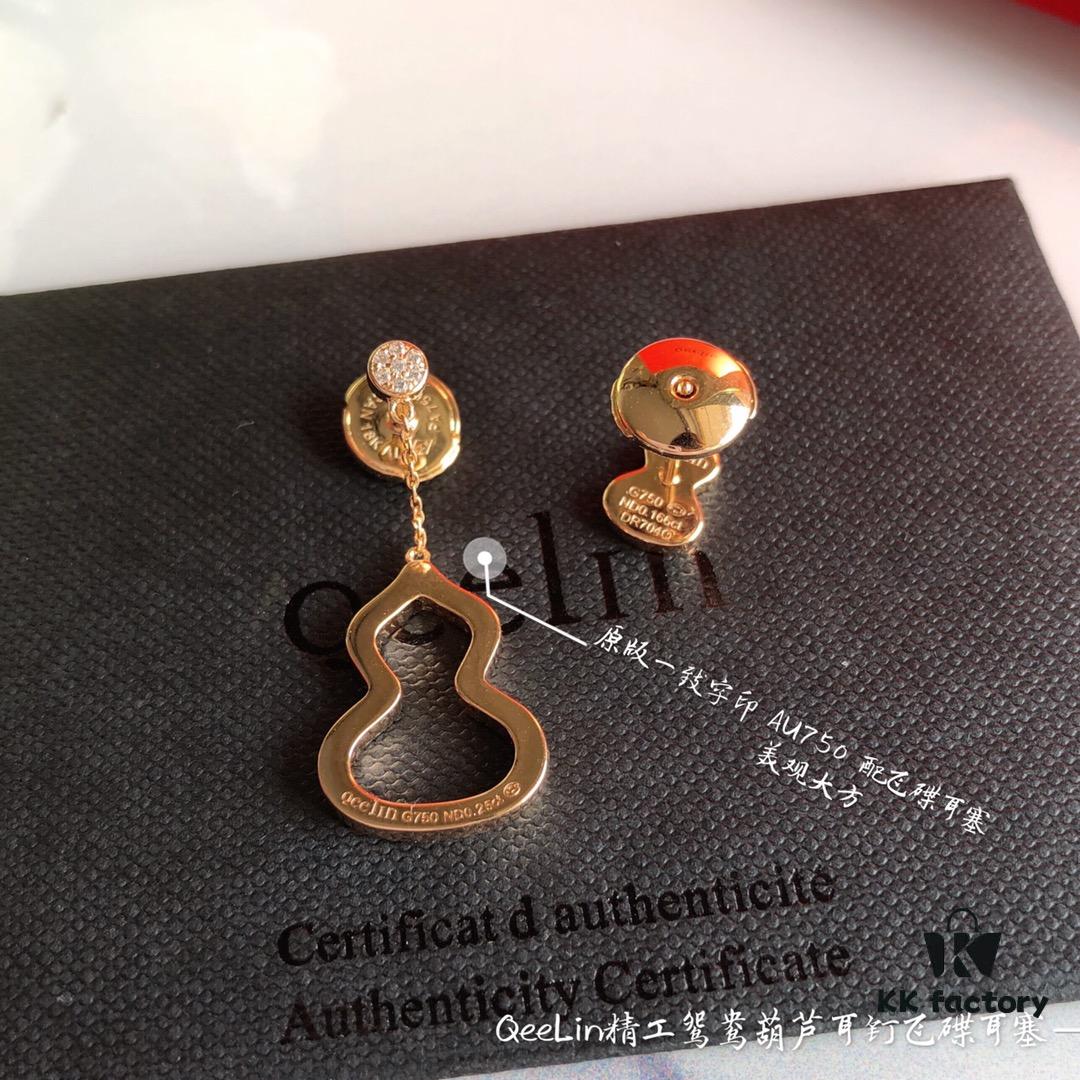 Kirin Yingyang Gourd Earrings, Stylish and Elegant, Pure Silver with Thick Gold Plating