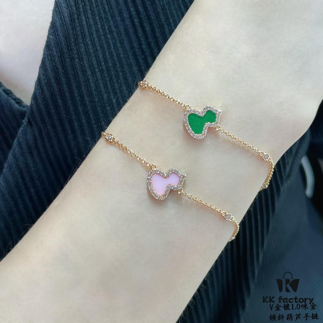 Kirin Tilted Powder Gourd Bracelet, Stylish and Versatile with Thick Gold Plating and High-Carbon Diamond Accents