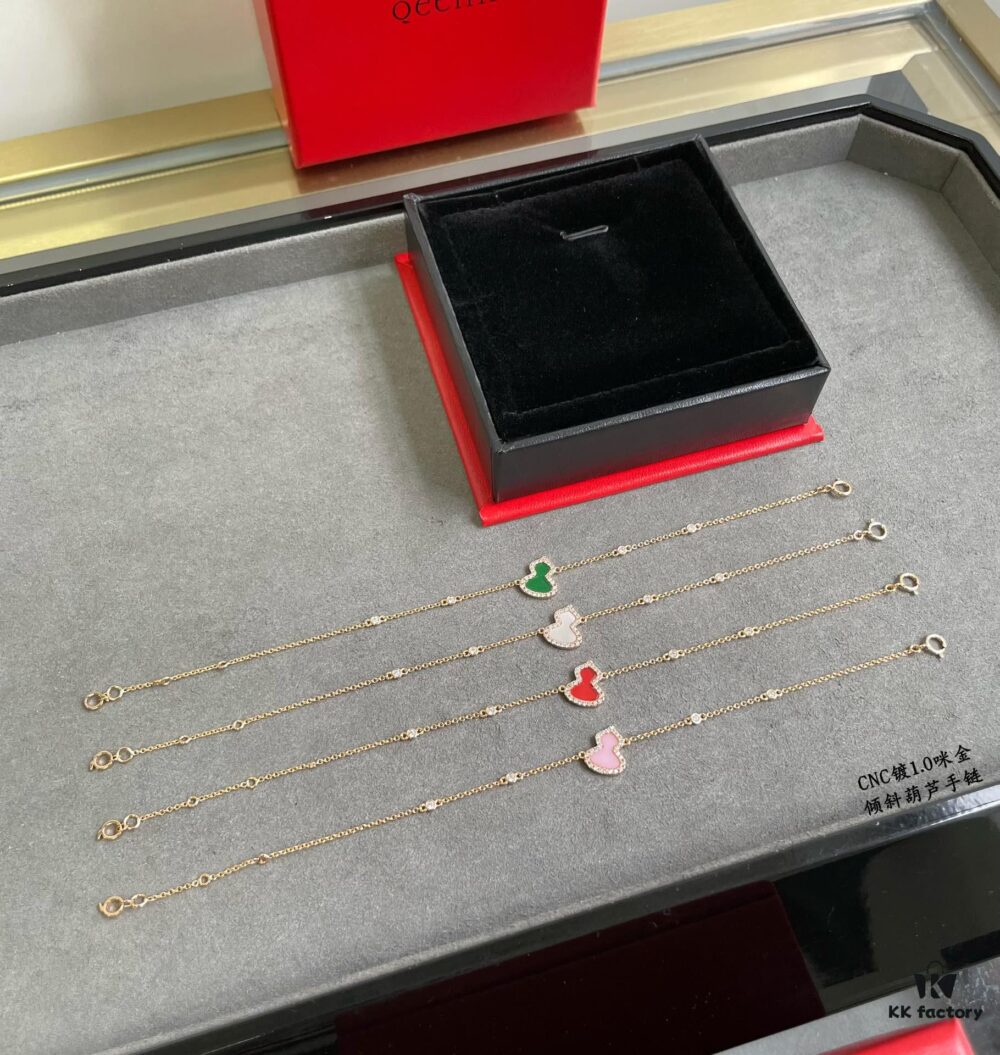 Kirin Tilted Gourd Bracelet, Stylish and Versatile with Thick Gold Plating and High-Carbon Brilliant Cut Zircon