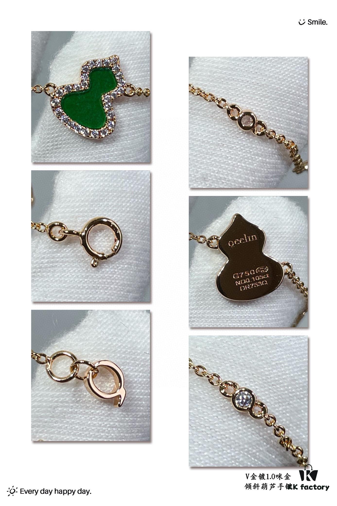 Kirin Tilted Gourd Bracelet, Stylish and Versatile with Thick Gold Plating and High-Carbon Brilliant Cut Zircon