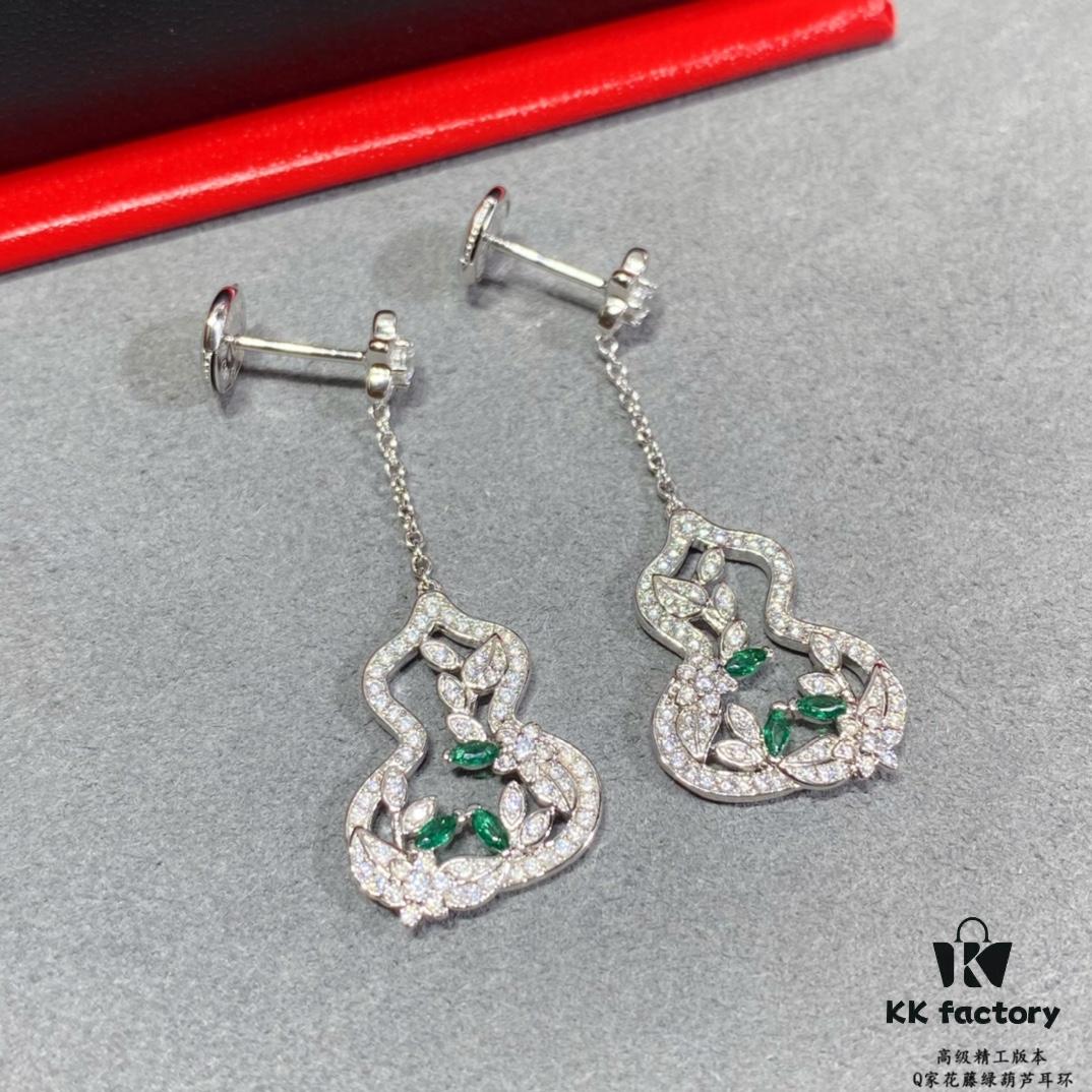 Qeelin Wulu Lace Emerald Green Gourd Earrings