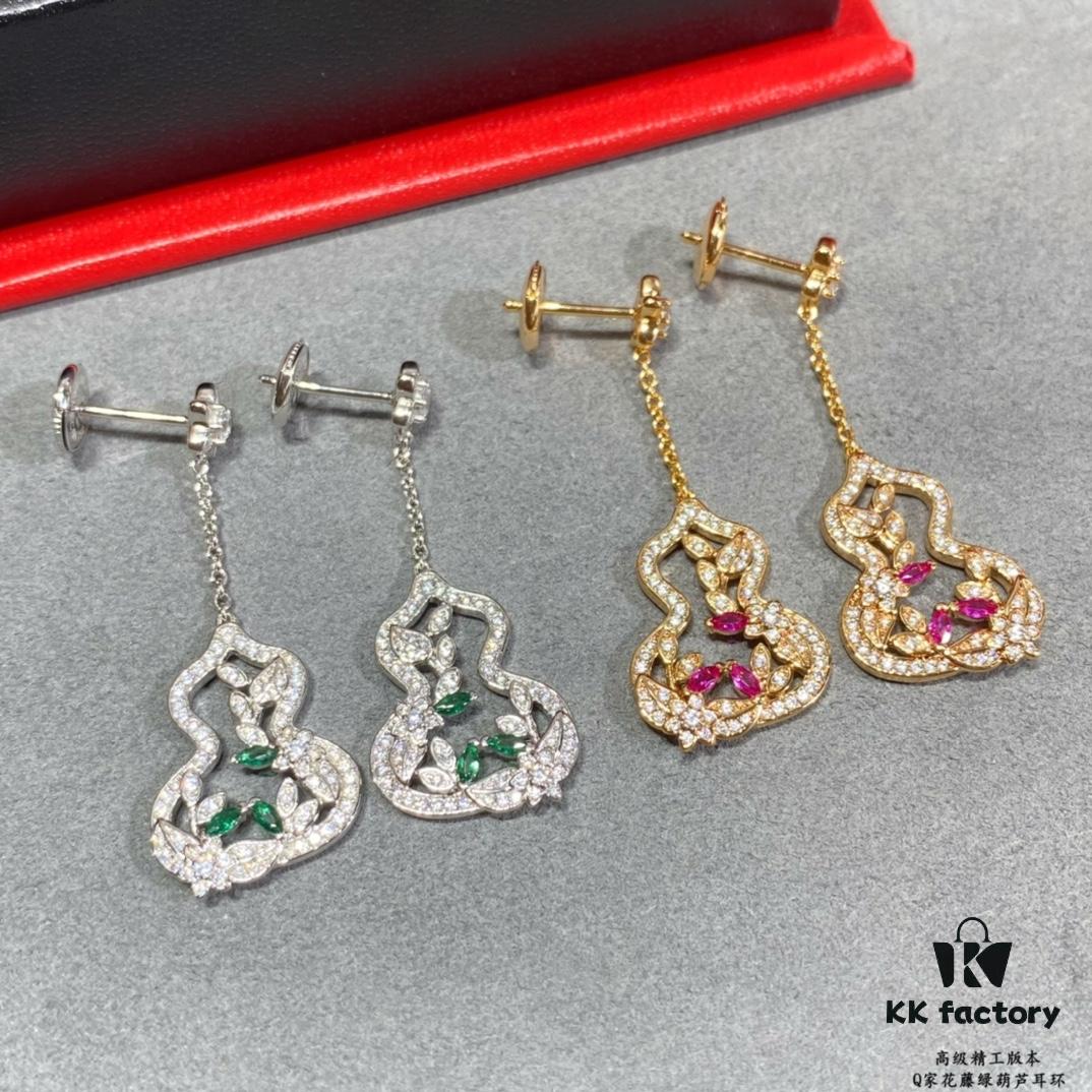 Qeelin Wulu Lace Emerald Green Gourd Earrings