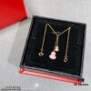 V Gold Material Qeelin Wulu Mini Pink Sapphire Double Gourd Necklace