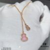 V Gold Material Qeelin Wulu Mini Pink Sapphire Double Gourd Necklace