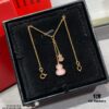 V Gold Material Qeelin Wulu Mini Pink Sapphire Double Gourd Necklace