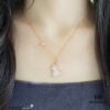 V Gold Material Kylin Pink Opal Gourd Necklace, Stylish and Versatile with Thick Gold Plating, Real Gold Look, Eight-Heart Eight-Arrow High-Carbon Diamond, Small and Exquisite