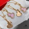 V Gold Material Kylin Pink Opal Gourd Necklace, Stylish and Versatile with Thick Gold Plating, Real Gold Look, Eight-Heart Eight-Arrow High-Carbon Diamond, Small and Exquisite