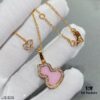 V Gold Material Kylin Pink Opal Gourd Necklace, Stylish and Versatile with Thick Gold Plating, Real Gold Look, Eight-Heart Eight-Arrow High-Carbon Diamond, Small and Exquisite