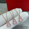 V-Gold Plated 1.0 Micron Gold Mini Pink Gourd Necklace, High Aesthetic with Excellent Fit and Versatility, Thick Gold Plating for a Premium Real Gold Look, Featuring Eight-Heart Eight-Arrow High-Carbon Diamond, Small and Exquisite – Wear It and Tell Others It's Genuine Gold