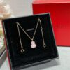 V-Gold Plated 1.0 Micron Gold Mini Pink Gourd Necklace, High Aesthetic with Excellent Fit and Versatility, Thick Gold Plating for a Premium Real Gold Look, Featuring Eight-Heart Eight-Arrow High-Carbon Diamond, Small and Exquisite – Wear It and Tell Others It's Genuine Gold