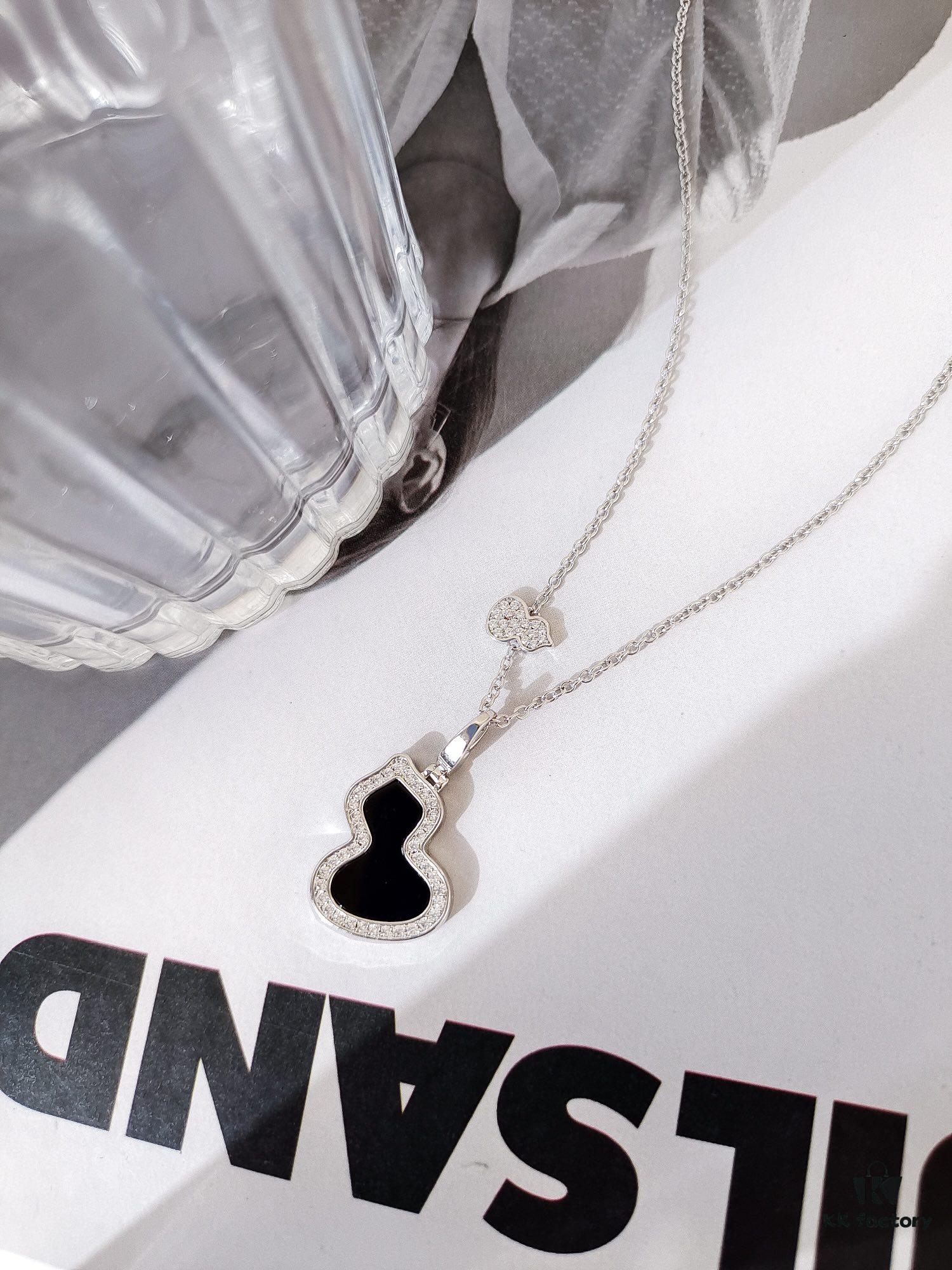 Exquisitely Crafted Gourd Pendant Necklace with Hand-Set Stones and Custom Clasp