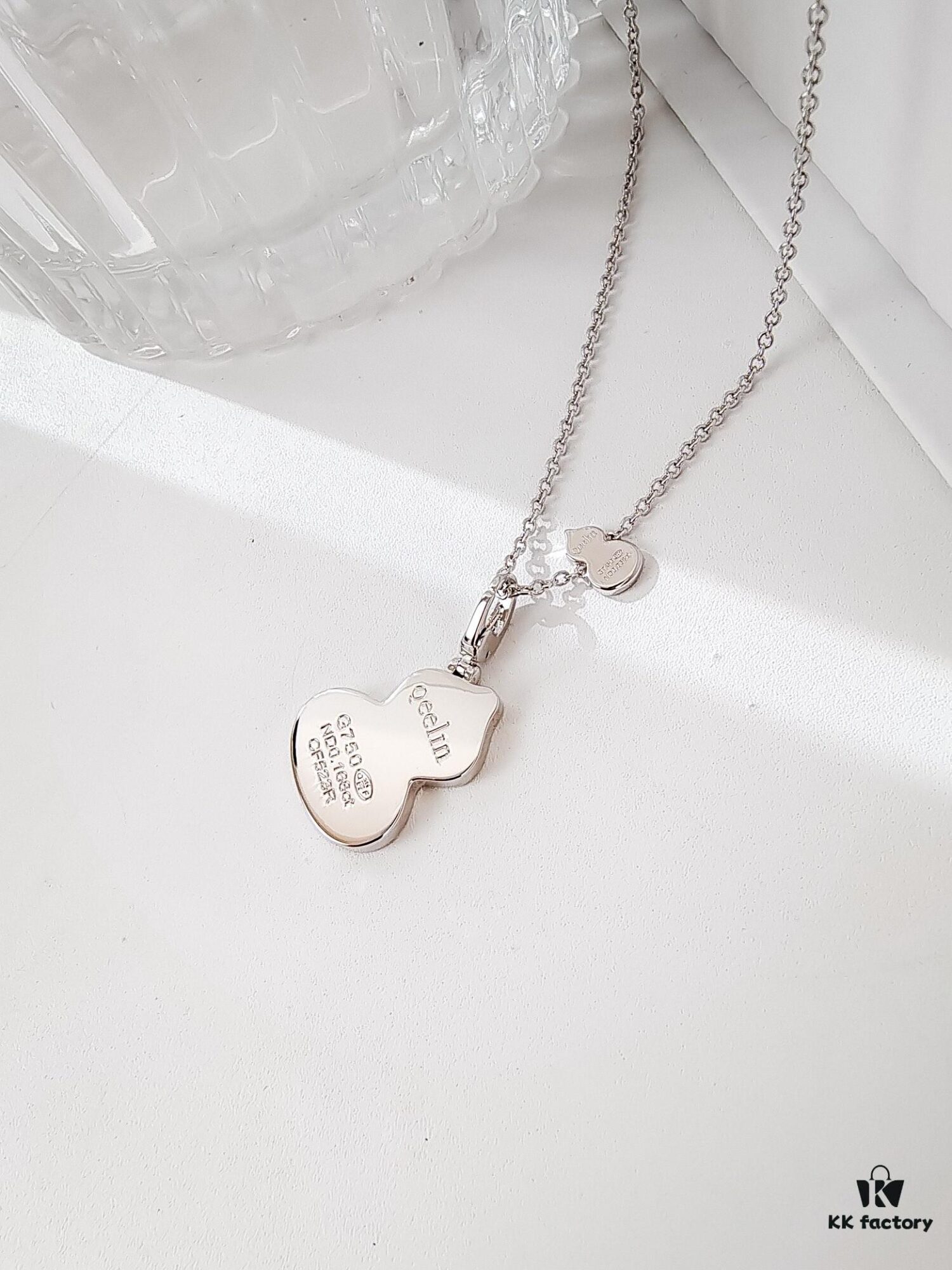 Exquisitely Crafted Gourd Pendant Necklace with Hand-Set Stones and Custom Clasp