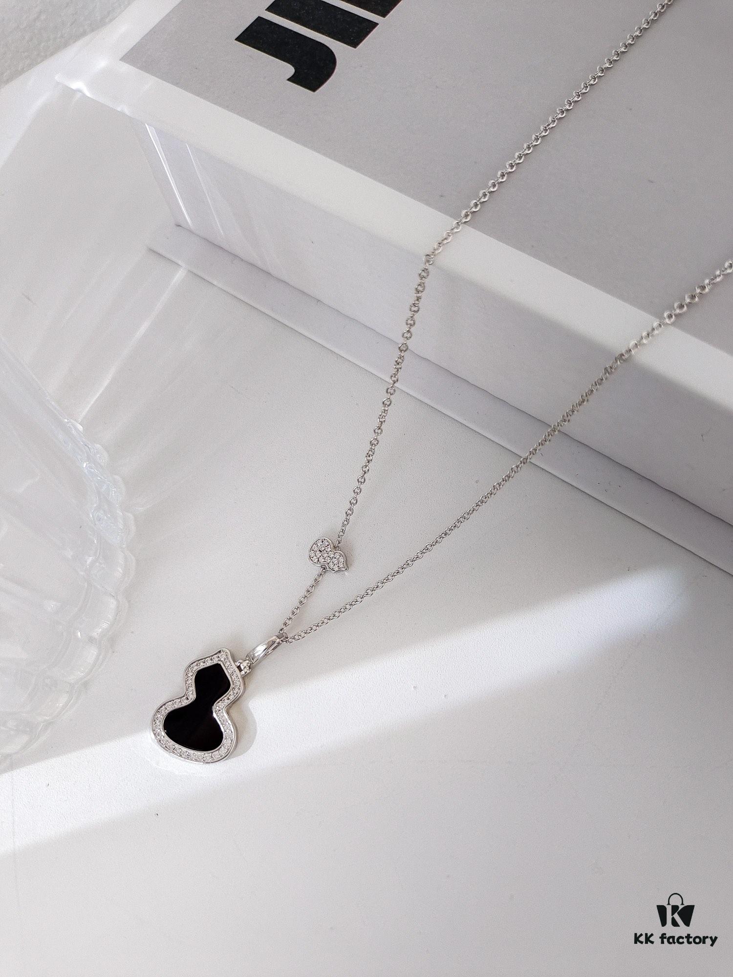 Exquisitely Crafted Gourd Pendant Necklace with Hand-Set Stones and Custom Clasp