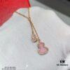 V Gold Material Qeelin Wulu Mini Pink Sapphire Double Gourd Necklace