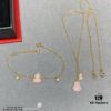 V Gold Material Qeelin Wulu Mini Pink Sapphire Double Gourd Necklace