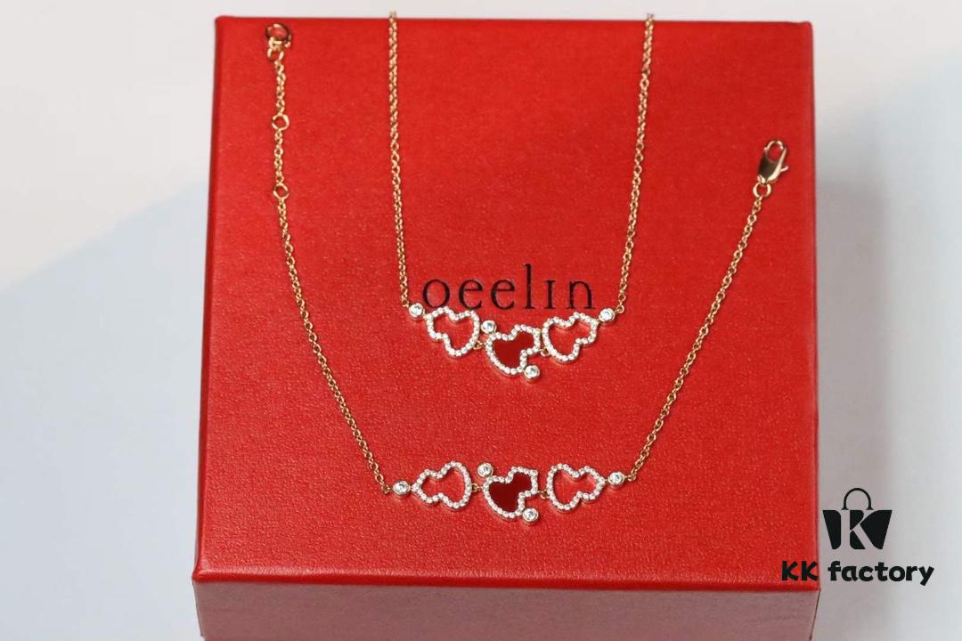 Qeelin Lucky Red Gourd Bracelet with Three Gourds