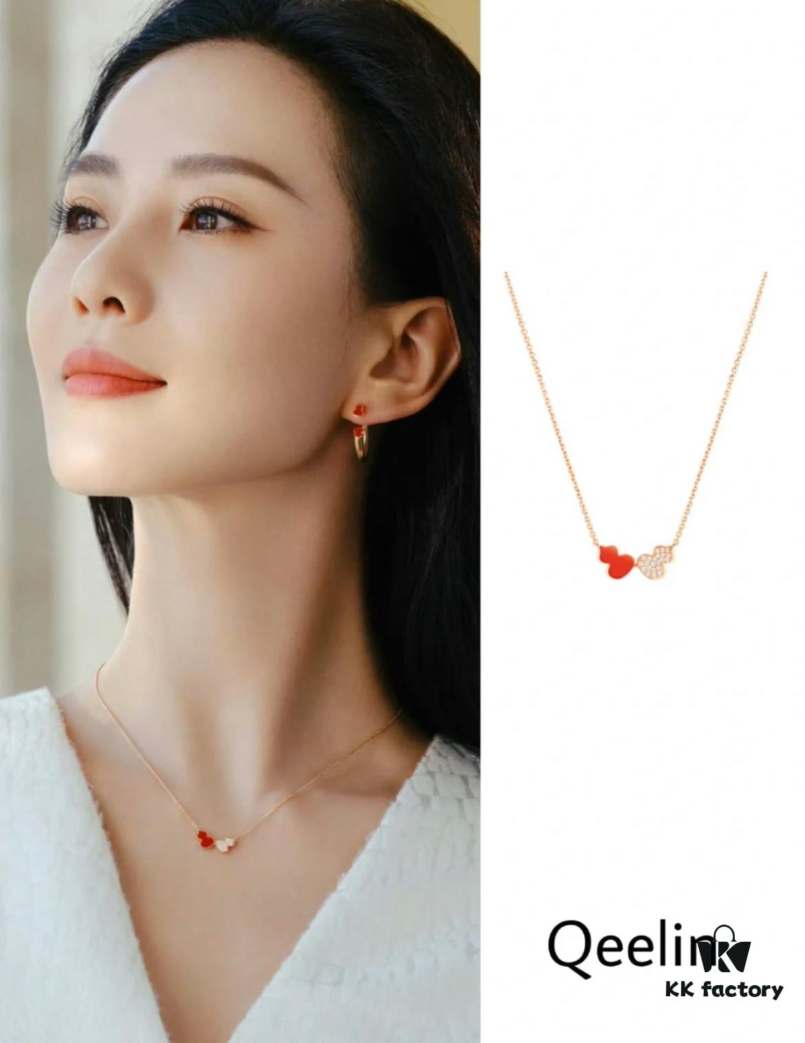 Qeelin x Lebekah Exclusive Limited Edition Red + Diamond Wulu Kylin Double Gourd Necklace 🌹 Adorable Design, Elegant Silhouette