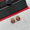 V Gold Plated Mi Gold 15514230 Kirin Premium Red Agate Ruyi Lock Stud Earrings ✨ A Perfect Blend of Fashion and Tradition