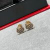Kirin Natural Gray Shell Ruyi Lock Stud Earrings ✨ A Unique Blend of Fashion and Tradition, Hand-Micro-Paved with High-Carbon Brilliant-Cut Diamonds, Thick Gold Plating