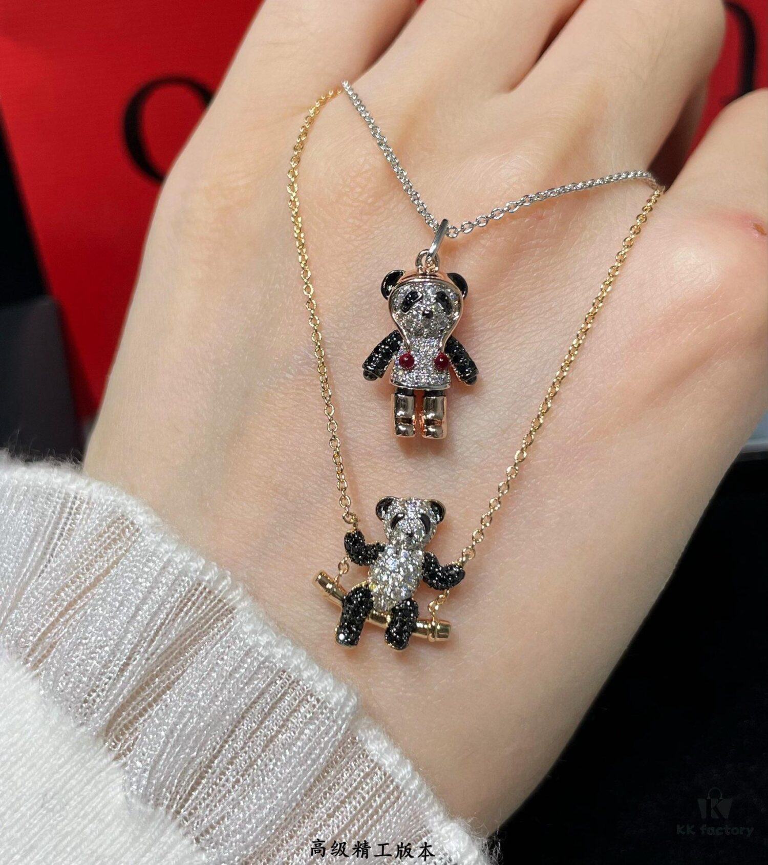 Qeelin Bobo Panda Necklace with Hat, Exquisitely Crafted