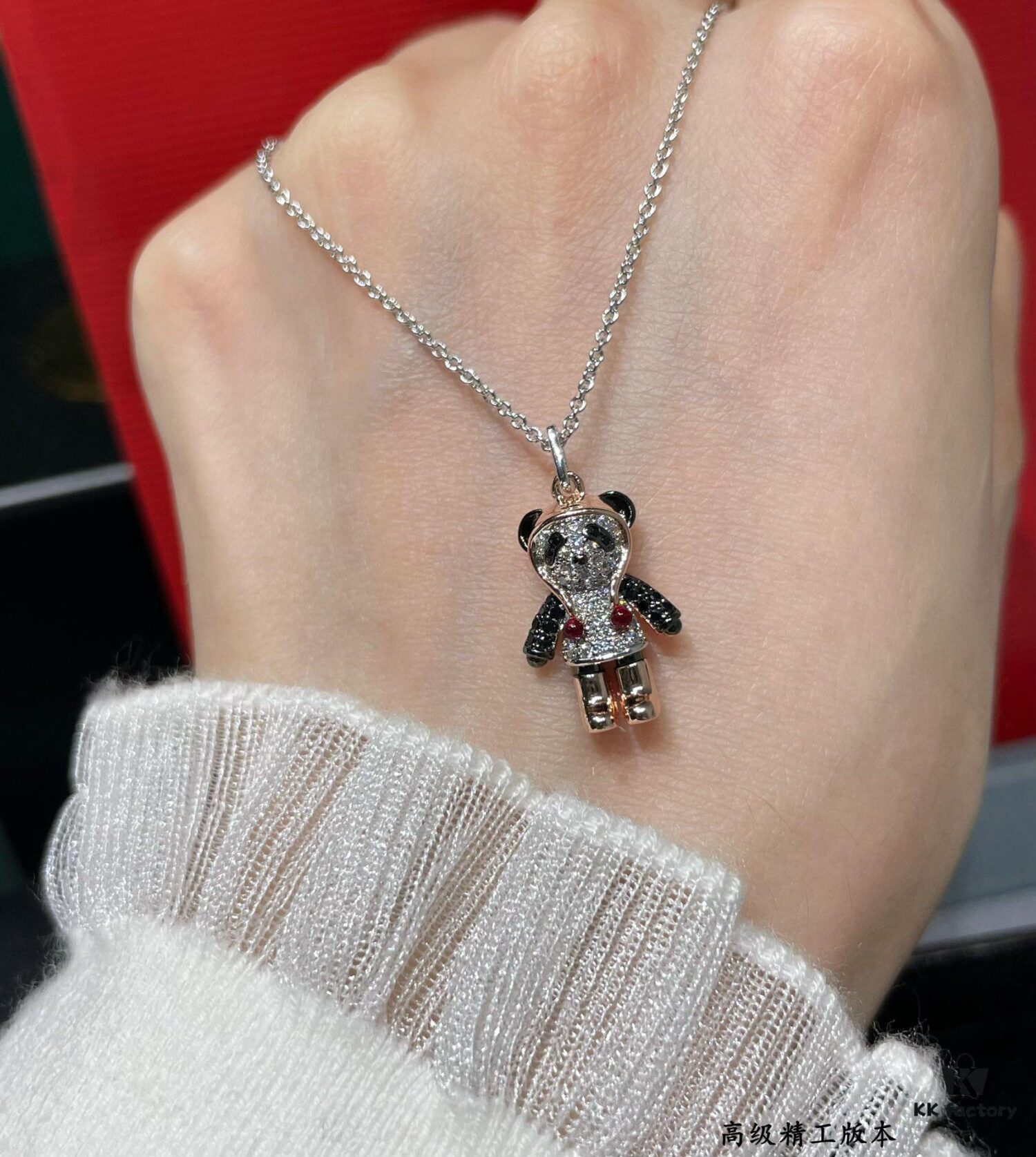 Qeelin Bobo Panda Necklace with Hat, Exquisitely Crafted