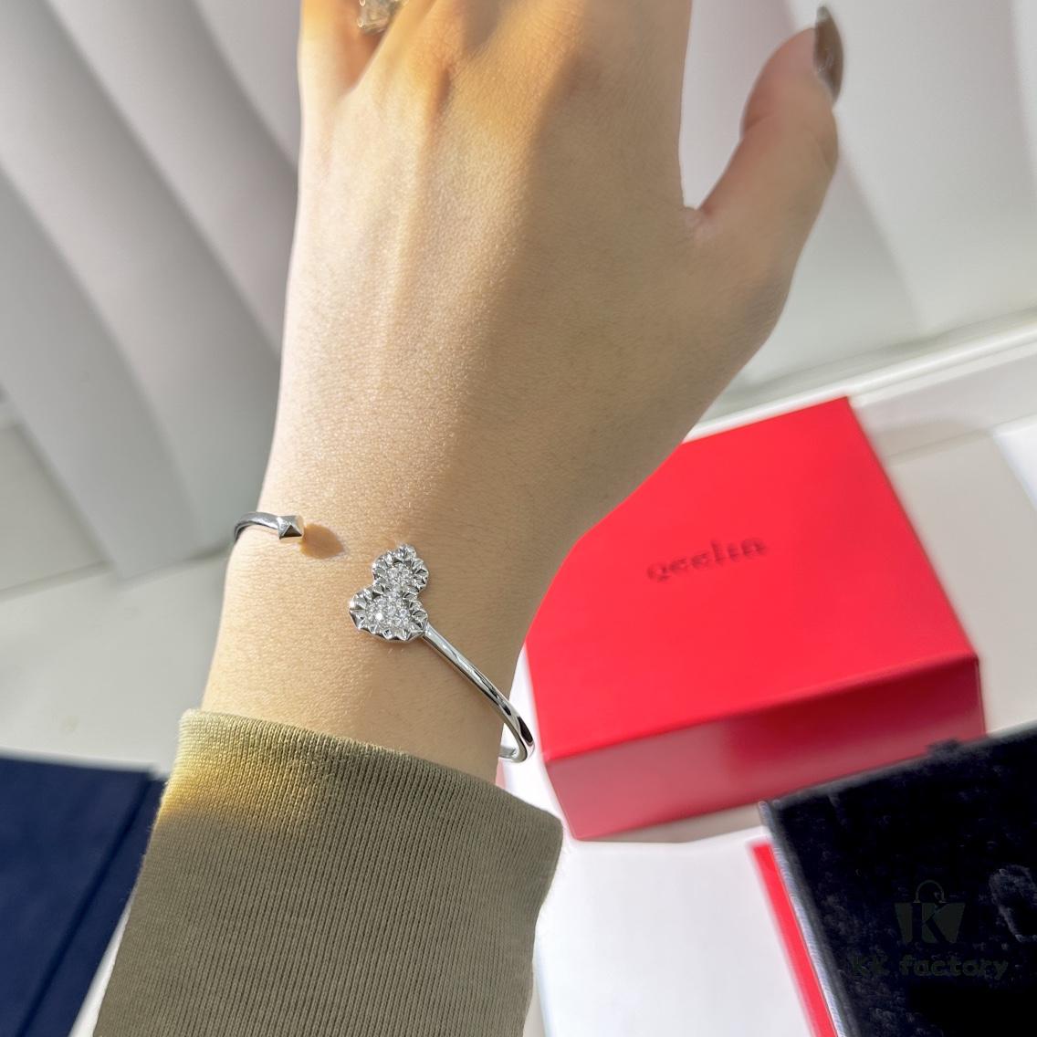 New Design Qilin Gourd Bracelet, High-Quality 1:1 Replica, 'Gourd' Sounds Like 'Good Fortune and Prosperity' in Chinese, Symbolizing Blessings – Beautiful and Meaningful, Simply Irresistible! Exquisitely Crafted Elastic Bracelet with Eight Hearts and Eight Arrows High-Carbon Diamonds, Platinum, Premium Custom Workmanship