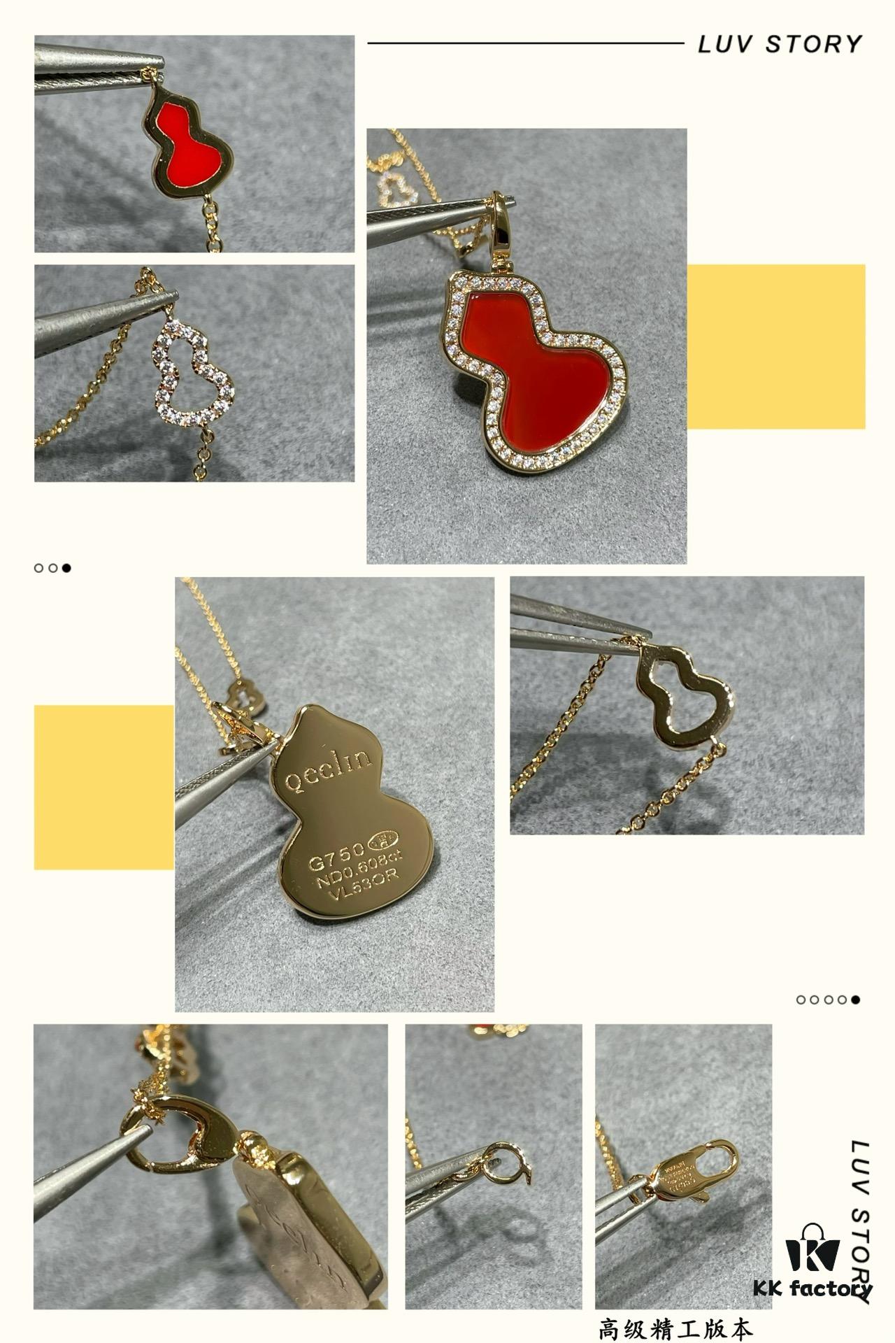 Detachable Pendant) Qeelin Wulu Mini 8 Lotus Diamond Necklace, Cute and Simple Design, Elegant Line Art, Qeelin x Rebecca Limited Edition