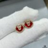 V Gold Plated Mi Gold 15514230 Kirin Premium Red Agate Ruyi Lock Stud Earrings ✨ A Perfect Blend of Fashion and Tradition