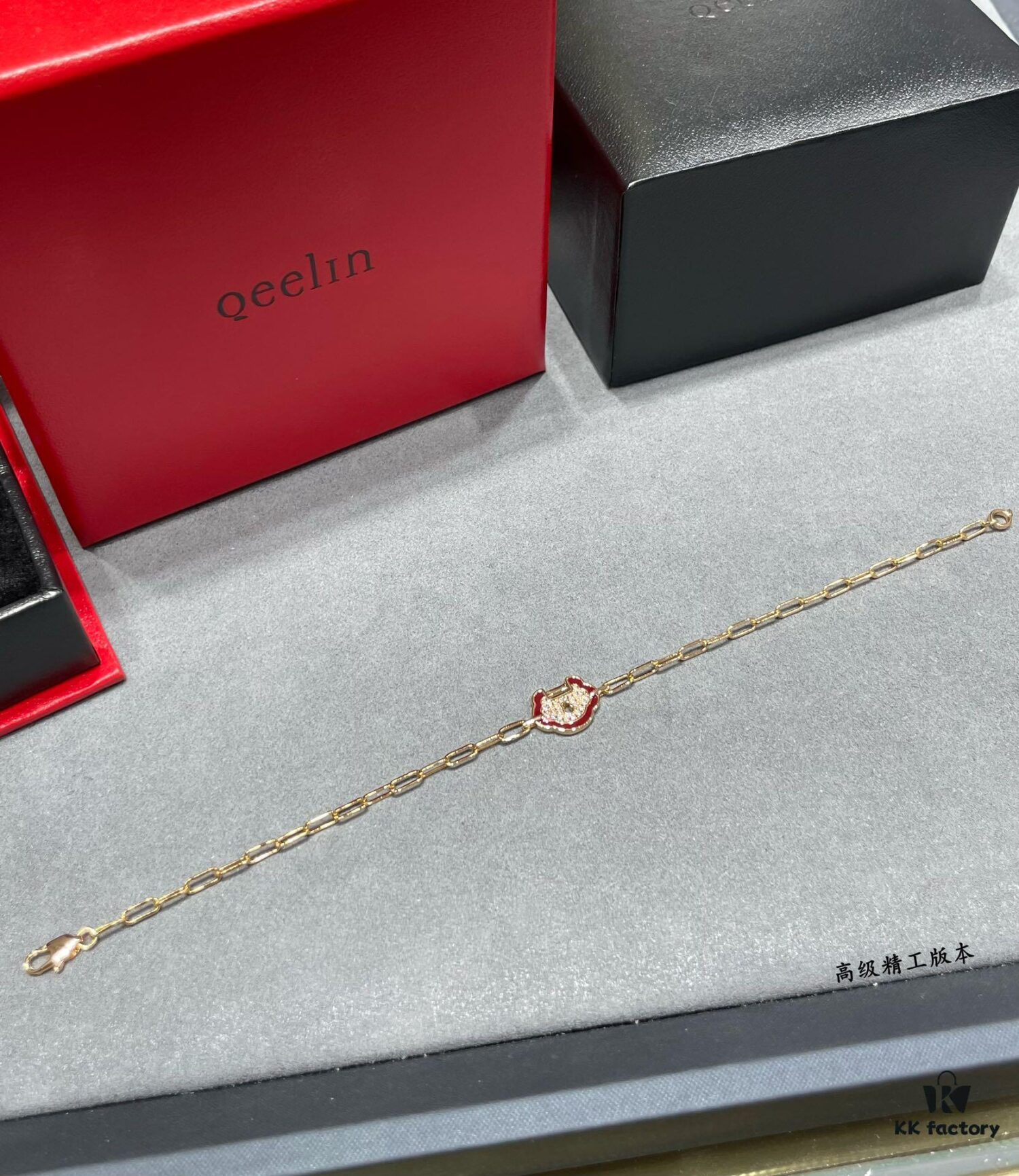 Kirin Red Edge Full Diamond Ruyi Lock Bracelet ✨ A Stylish Blend of Fashion and Tradition
