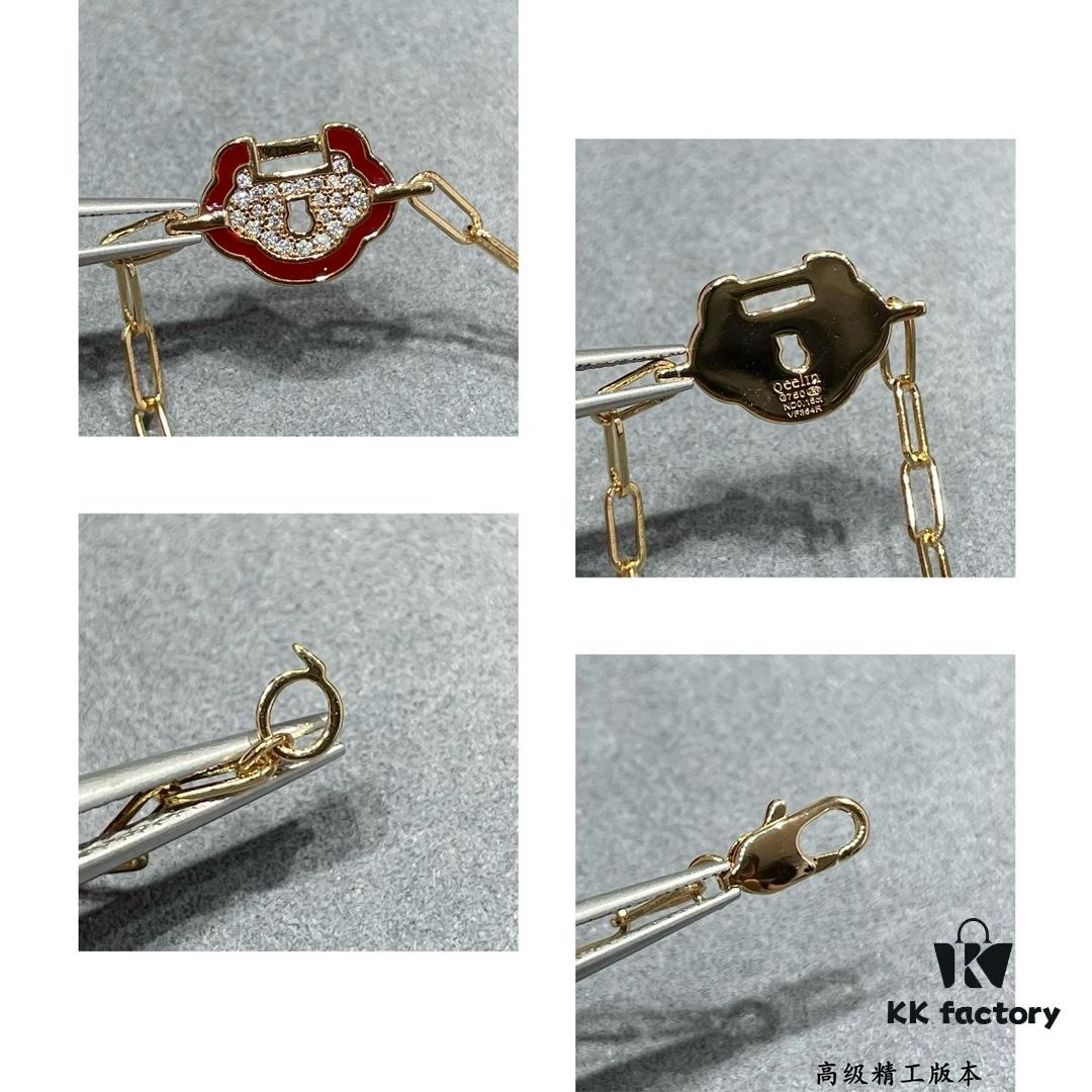 Kirin Red Edge Full Diamond Ruyi Lock Bracelet ✨ A Stylish Blend of Fashion and Tradition