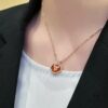 Kylin Large High-End Red Agate Ruyi Lock Necklace, Combining Fashion and Tradition with Hand-Micro-Inlaid Eight-Heart-Eight-Arrow High-Carbon Diamonds